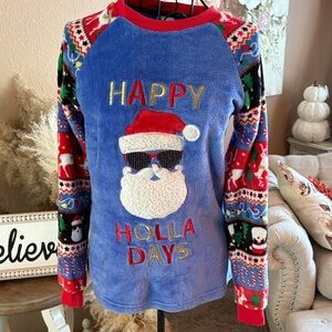 Secret Treasures Blue and Red Santa Holiday Sweater